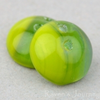 Two Hole Piggy Bead (8x4mm) Gaspeite Green Aqua Mix Transparent Opaque