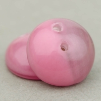 Two Hole Piggy Bead (8x4mm) Pink Opaque and Amethyst Transparent Mix
