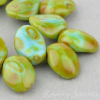 Petal (8x6mm) Turquoise Opaque with Picasso