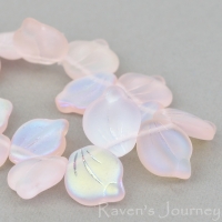 Wide Leaf (15x12mm) Pink Transparent Matte with AB 3 Strands of 20 Beads per Unit *Last Unit Remaining*