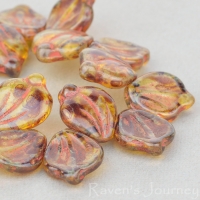 Wide Leaf (15x12mm) Brown Amber Transparent with Picasso
