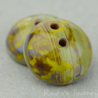 Two Hole Piggy Bead (8x4mm) Gaspeite Opaque with Picasso