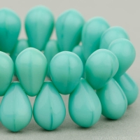 Pressed Drop (9x6mm) Turquoise Blue Opaque