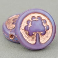 Coin with Tree (14mm) Lavender, Fuchsia, and Pink Mix Silk with Copper Wash