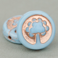 Coin with Tree (14mm) Sky Blue Silk with Copper Wash