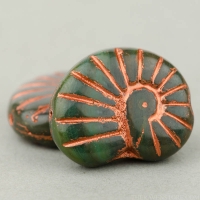 Nautilus (17x14mm) Forest Green Opaque with Copper Wash