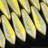 Medium Dagger (16x5mm) Yellow Opaque Matte with Chrome Finish and Laser Etched Peacock Design
