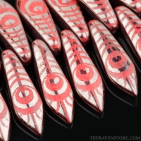 Medium Dagger (16x5mm) Red Opaque with Chrome Finish and Laser Etched Peacock Design