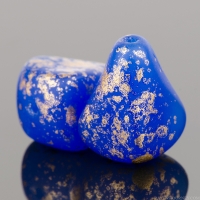 Old Style Drop (13x12mm) Lapis Blue Opaque Matte with Speckled Gold Finish
