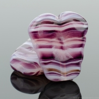Pansy (13x11mm) White Opaline with Purple Opaque Stripes