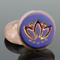 Coin with Lotus Flower (14mm) Pink Transparent Matte with Deep Purple/Orange Iridescent Half Coat Finish