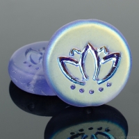 Coin with Lotus Flower (14mm) Tanzanite Purple Transparent I. Matte with AB Half Coat Finish