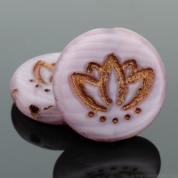Coin with Lotus Flower (14mm) Purple Silk Stripe Mix Matte with Dark Bronze Wash (2)
