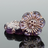 Wild Rose (14mm) Tanzanite Purple Transparent with Platinum Wash