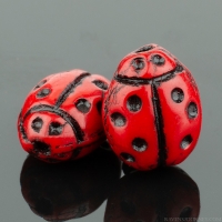 Ladybug (10x7mm) Red Opaque with Black Wash