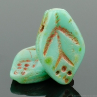 Medium Leaf (12x8mm) Turquoise Opaque with Picasso Finish