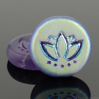 Coin with Lotus Flower (14mm) Tanzanite Purple Transparent Matte with Aurora Borealis Half-Coat Finish