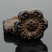 Wild Rose (14mm) Jet Black Opaque with Dark Bronze Wash