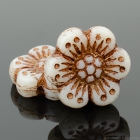 Wild Rose (14mm) Ivory Opaque with Dark Bronze Wash