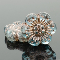 Wild Rose (14mm) Aqua Transparent with Platinum Wash