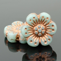 Wild Rose (14mm) Light Turquoise Blue Opaque with Copper Wash