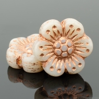 Wild Rose (14mm) Ivory Opaque with Copper Wash 9 Strands of 12 Beads per Unit *Last Unit Remaining*