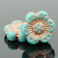 Wild Rose (14mm) Turquoise Opaque with Copper Wash I.