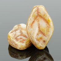 Medium Leaf (12x8mm) Ivory Opaque with Picasso Finish and Luster
