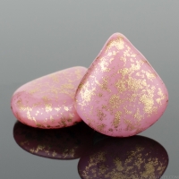 Briolette (12x11mm) Pink Silk with Antique Gold Finish