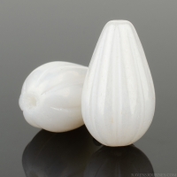 Melon Drop (13x8mm) White Opaque with White Luster
