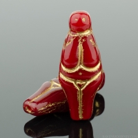 Goddess (25x10mm) Red Opaline with Gold Wash