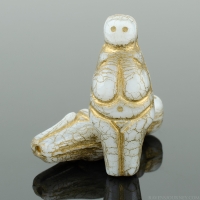 Goddess (25x10mm) Antiqued White Opaque with Gold Wash