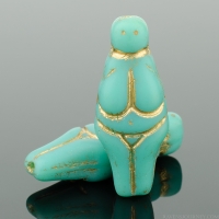 Goddess (25x10mm) Turquoise Opaque Matte with Gold Wash