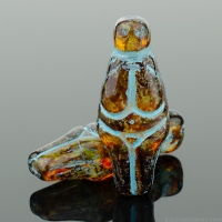 Goddess (25x10mm) Amber Transparent with Picasso and Turquoise Wash