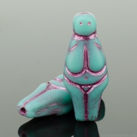 Goddess (25x10mm) Turquoise Opaque Matte with Pink Wash