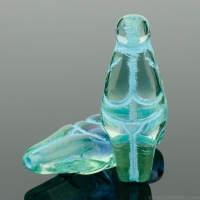 Goddess (25x10mm) Light Green and Sapphire Core Vaseline Glass Transparent Mix with Turquoise Wash