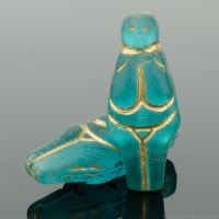 Goddess (25x10mm) Aqua Blue Transparent Matte with Gold Wash