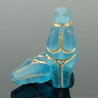 Goddess (25x10mm) Light Aqua Blue Transparent Matte with Gold Wash