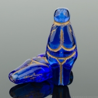 Goddess (25x10mm) Capri Blue Transparent with Gold Wash