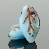 Small Leaf (10x6mm) Light Blue Turquoise Opaque and Alexandrite Transparent Mix with Dark Bronze Wash