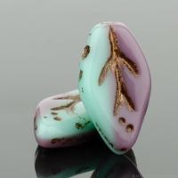 Small Leaf (10x6mm) Turquoise and Purple Opaque Mix with Dark Bronze Wash