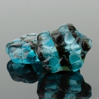 Turtle (13x11mm) Aqua Blue Transparent with Black Transparent Stripe