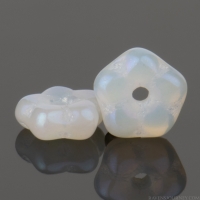 Center Drilled Flat Flower Spacer (5x2mm) White Opaline with Aurora Borealis