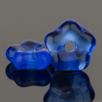 Center Drilled Flat Flower Spacer (5x2mm) Vibrant Cobalt Blue Transparent