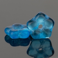 Center Drilled Flat Flower Spacer (5x2mm) Aqua Blue Transparent
