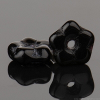 Center Drilled Flat Flower Spacer (5x2mm) Jet Black Opaque