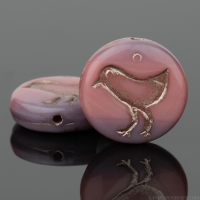 Coin with Bird (12mm) Pink and Purple Sunset Opaque Mix with Platinum Wash