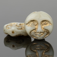 Moon Face (13mm) Ivory Opaque with Gold Wash