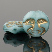 Moon Face (13mm) Icy Blue Silk Opaque with Gold Wash