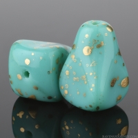 Old Style Drop (13x12mm) Turquoise Opaque with Antique Gold Finish